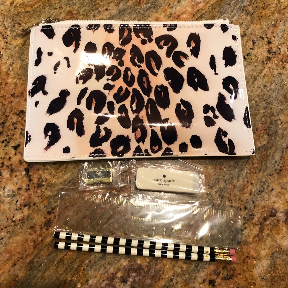 Kate Spade NY Leopard pencil pouch NWOT